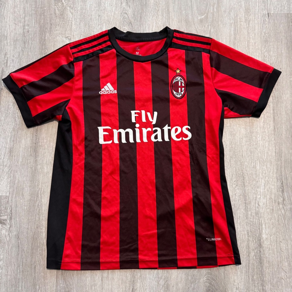 Adidas AC Milan 2016-17 Home Jersey Mens Medium Caceres‎ 13 Red Black Soccer